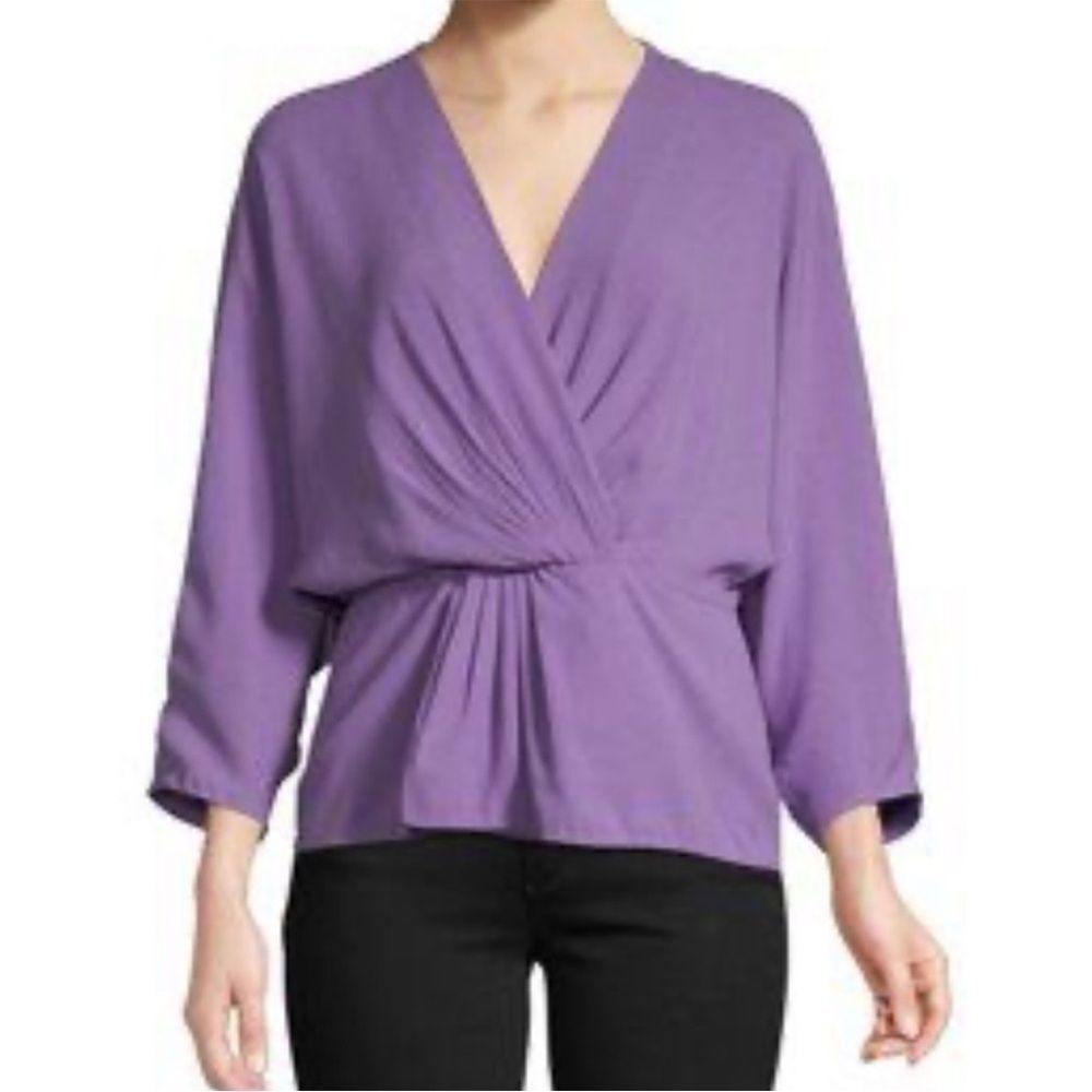 Diane Von Furstenberg Twist Front‎ Open Back Wrap Top In Lilac
